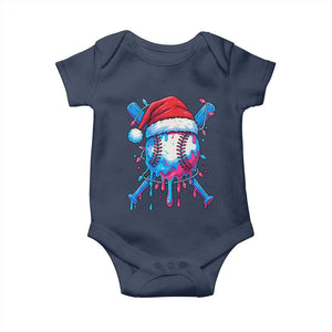 Christmas Baseball Ice Cream Drip Baby Onesie Santa Sports Xmas Light Boys Sprinkles Baseball Bat TS10 Navy Print Your Wear