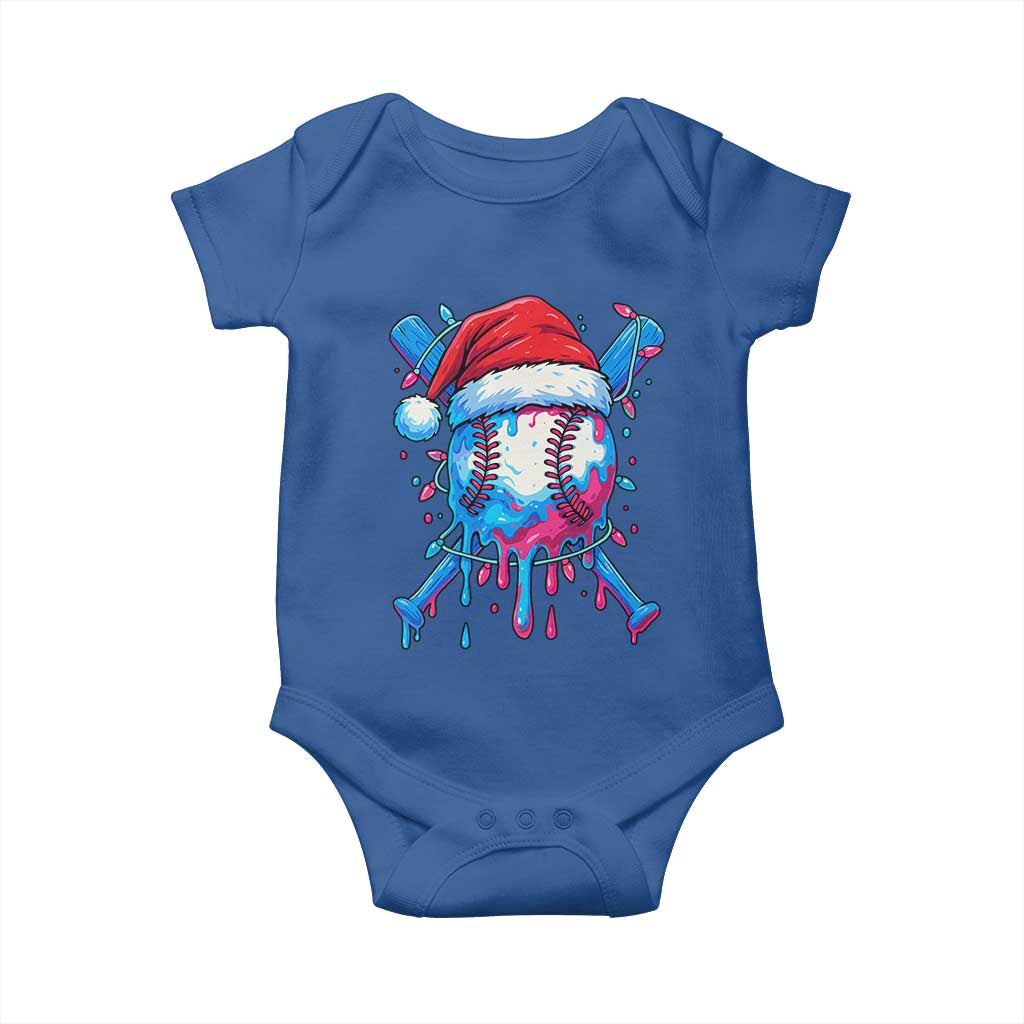 Christmas Baseball Ice Cream Drip Baby Onesie Santa Sports Xmas Light Boys Sprinkles Baseball Bat TS10 Royal Blue Print Your Wear