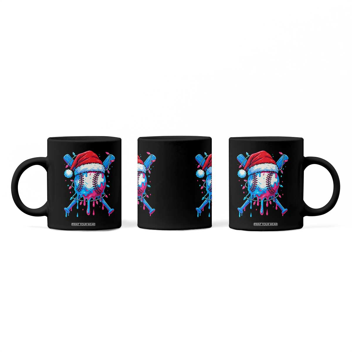 Christmas Baseball Ice Cream Drip Coffee Mug Santa Sports Xmas Light Boys Sprinkles Baseball Bat TS10 Print Your Wear
