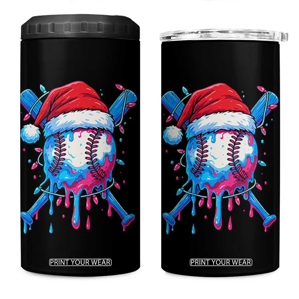 Christmas Baseball Ice Cream Drip 4 in 1 Can Cooler Tumbler Santa Sports Xmas Light Boys Sprinkles Baseball Bat TS10 One Size: 16 oz Black Print Your Wear