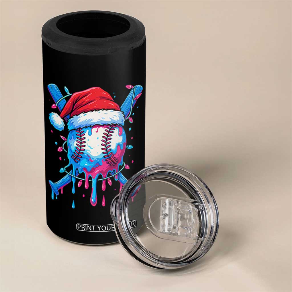 Christmas Baseball Ice Cream Drip 4 in 1 Can Cooler Tumbler Santa Sports Xmas Light Boys Sprinkles Baseball Bat TS10 Print Your Wear