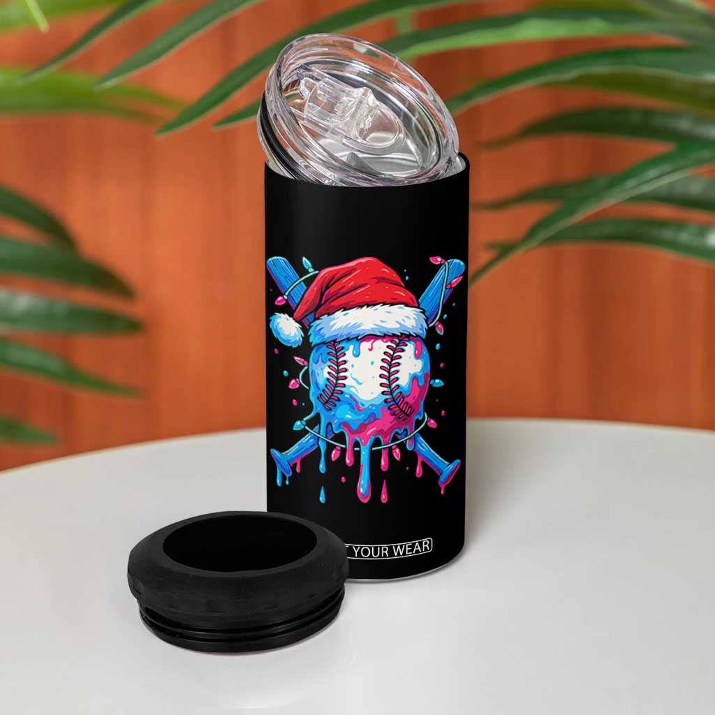 Christmas Baseball Ice Cream Drip 4 in 1 Can Cooler Tumbler Santa Sports Xmas Light Boys Sprinkles Baseball Bat TS10 Print Your Wear