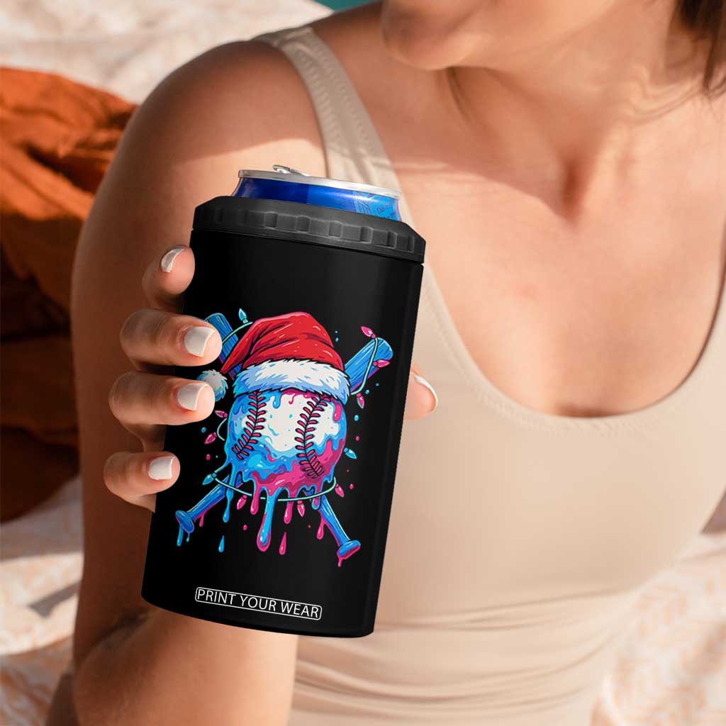 Christmas Baseball Ice Cream Drip 4 in 1 Can Cooler Tumbler Santa Sports Xmas Light Boys Sprinkles Baseball Bat TS10 Print Your Wear