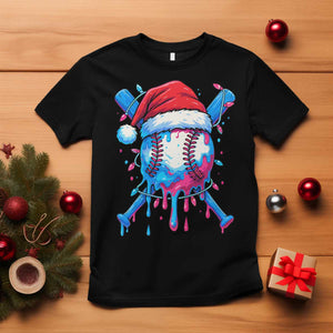 Christmas Baseball Ice Cream Drip T Shirt Santa Sports Xmas Light Boys Sprinkles Baseball Bat TS10 Black Print Your Wear