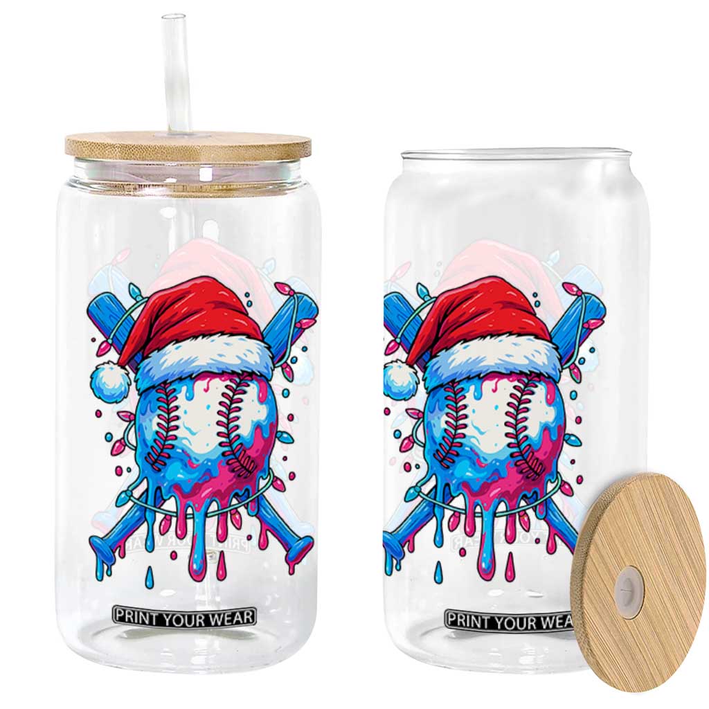 Christmas Baseball Ice Cream Drip Glass Can Santa Sports Xmas Light Boys Sprinkles Baseball Bat TS10 Print Your Wear