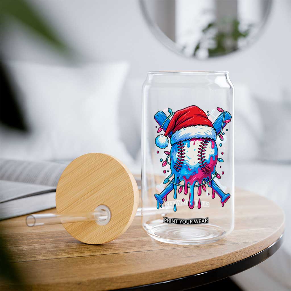 Christmas Baseball Ice Cream Drip Glass Can Santa Sports Xmas Light Boys Sprinkles Baseball Bat TS10 Print Your Wear