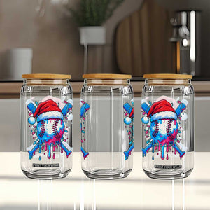 Christmas Baseball Ice Cream Drip Glass Can Santa Sports Xmas Light Boys Sprinkles Baseball Bat TS10 Print Your Wear