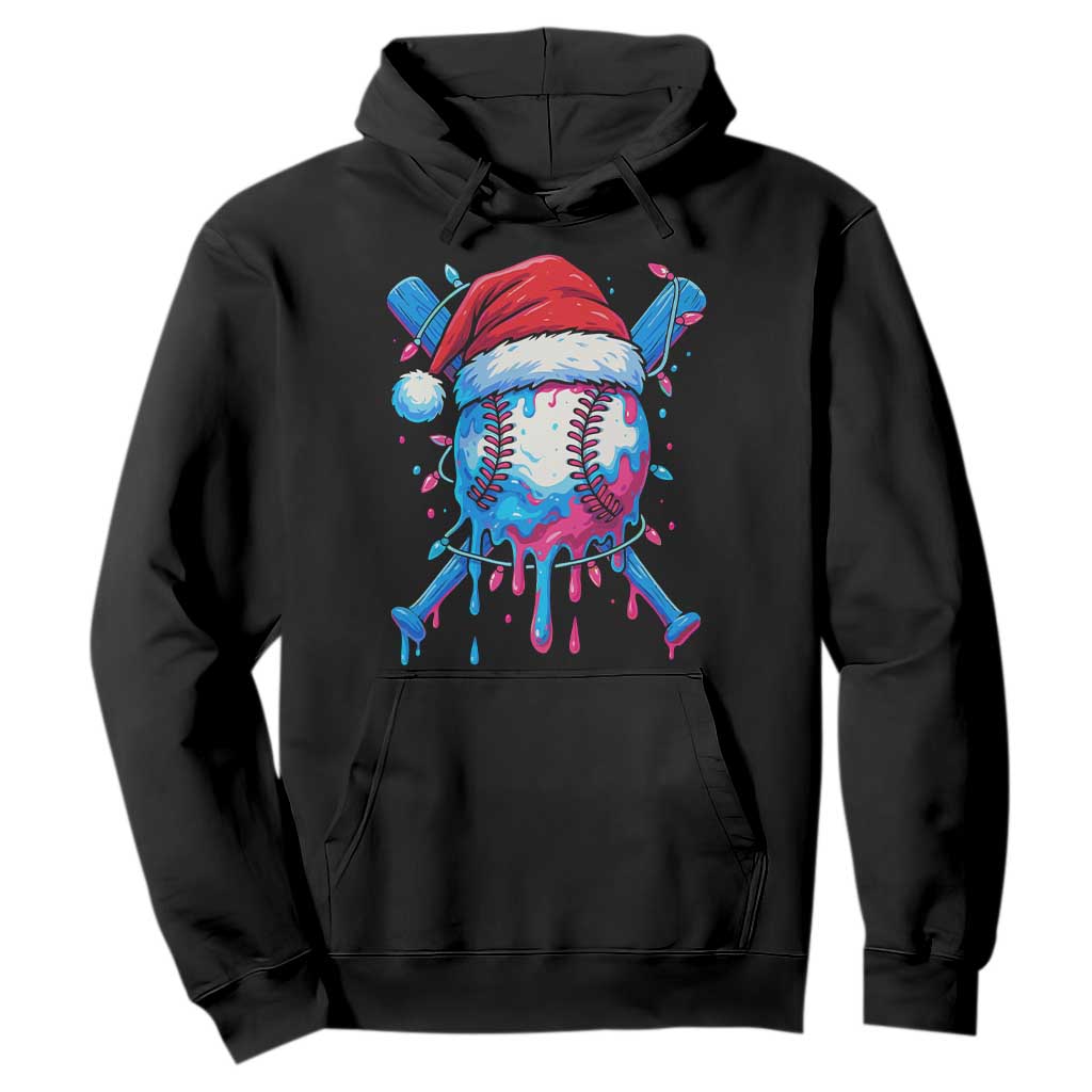 Christmas Baseball Ice Cream Drip Hoodie Santa Sports Xmas Light Boys Sprinkles Baseball Bat TS10 Black Print Your Wear