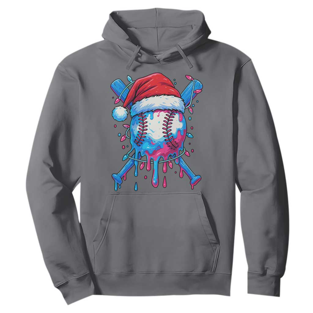 Christmas Baseball Ice Cream Drip Hoodie Santa Sports Xmas Light Boys Sprinkles Baseball Bat TS10 Charcoal Print Your Wear