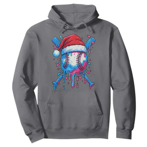 Christmas Baseball Ice Cream Drip Hoodie Santa Sports Xmas Light Boys Sprinkles Baseball Bat TS10 Charcoal Print Your Wear