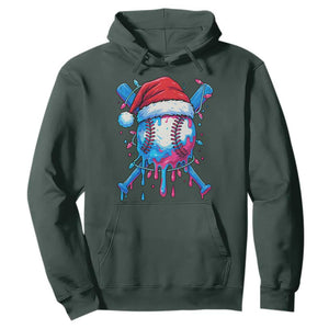 Christmas Baseball Ice Cream Drip Hoodie Santa Sports Xmas Light Boys Sprinkles Baseball Bat TS10 Dark Forest Green Print Your Wear
