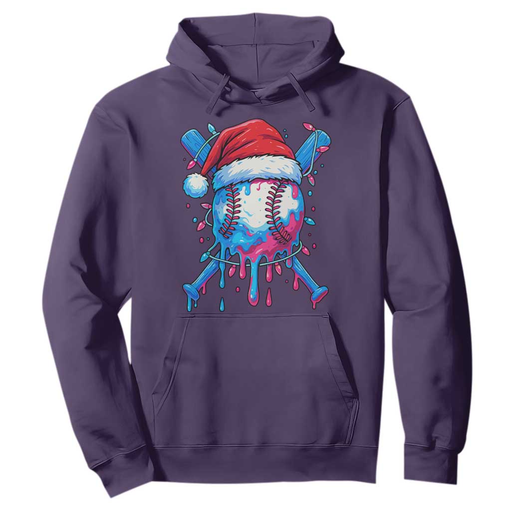 Christmas Baseball Ice Cream Drip Hoodie Santa Sports Xmas Light Boys Sprinkles Baseball Bat TS10 Purple Print Your Wear