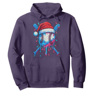 Christmas Baseball Ice Cream Drip Hoodie Santa Sports Xmas Light Boys Sprinkles Baseball Bat TS10 Purple Print Your Wear