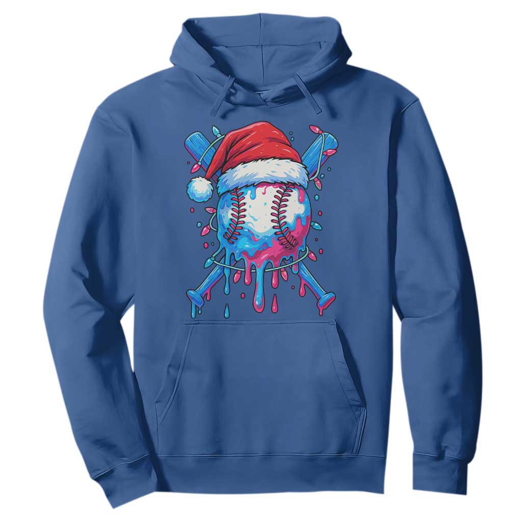 Christmas Baseball Ice Cream Drip Hoodie Santa Sports Xmas Light Boys Sprinkles Baseball Bat TS10 Royal Blue Print Your Wear