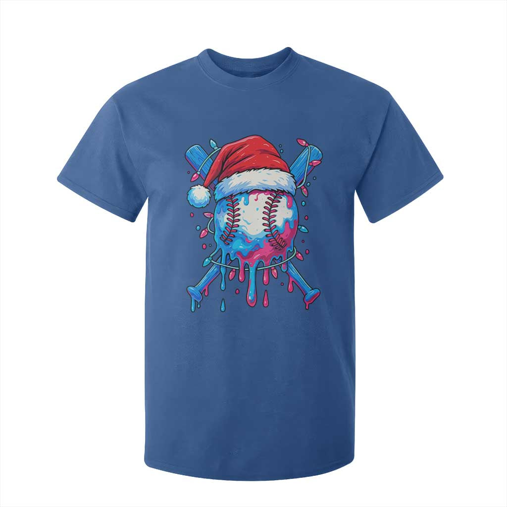 Christmas Baseball Ice Cream Drip T Shirt For Kid Santa Sports Xmas Light Boys Sprinkles Baseball Bat TS10 Royal Blue Print Your Wear