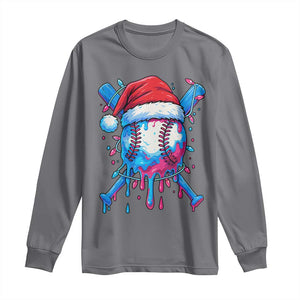 Christmas Baseball Ice Cream Drip Long Sleeve Shirt Santa Sports Xmas Light Boys Sprinkles Baseball Bat TS10 Charcoal Print Your Wear