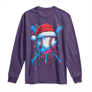 Christmas Baseball Ice Cream Drip Long Sleeve Shirt Santa Sports Xmas Light Boys Sprinkles Baseball Bat TS10 Purple Print Your Wear