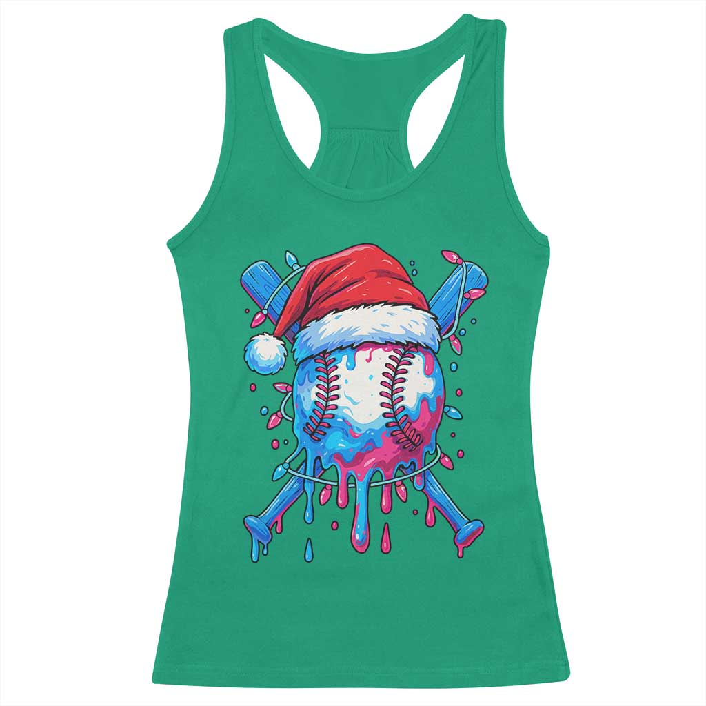 Christmas Baseball Ice Cream Drip Racerback Tank Top Santa Sports Xmas Light Boys Sprinkles Baseball Bat TS10 Irish Green Print Your Wear