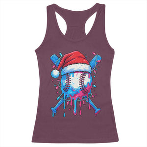 Christmas Baseball Ice Cream Drip Racerback Tank Top Santa Sports Xmas Light Boys Sprinkles Baseball Bat TS10 Maroon Print Your Wear