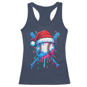 Christmas Baseball Ice Cream Drip Racerback Tank Top Santa Sports Xmas Light Boys Sprinkles Baseball Bat TS10 Navy Print Your Wear