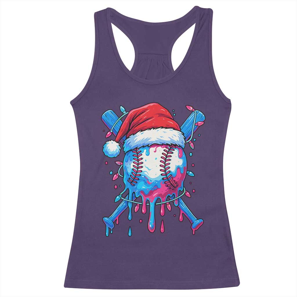 Christmas Baseball Ice Cream Drip Racerback Tank Top Santa Sports Xmas Light Boys Sprinkles Baseball Bat TS10 Purple Print Your Wear
