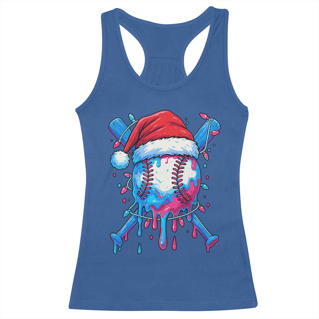 Christmas Baseball Ice Cream Drip Racerback Tank Top Santa Sports Xmas Light Boys Sprinkles Baseball Bat TS10 Royal Blue Print Your Wear