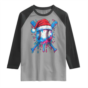 Christmas Baseball Ice Cream Drip Raglan Shirt Santa Sports Xmas Light Boys Sprinkles Baseball Bat TS10 Sport Gray Black Print Your Wear