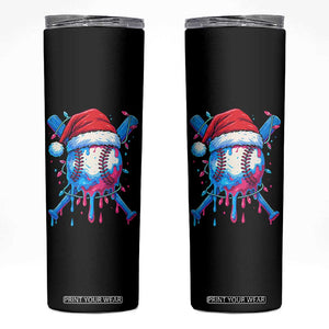 Christmas Baseball Ice Cream Drip Skinny Tumbler Santa Sports Xmas Light Boys Sprinkles Baseball Bat TS10 Black Print Your Wear