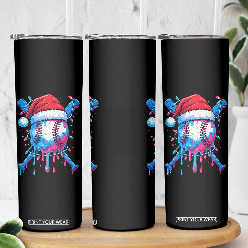 Christmas Baseball Ice Cream Drip Skinny Tumbler Santa Sports Xmas Light Boys Sprinkles Baseball Bat TS10 Print Your Wear
