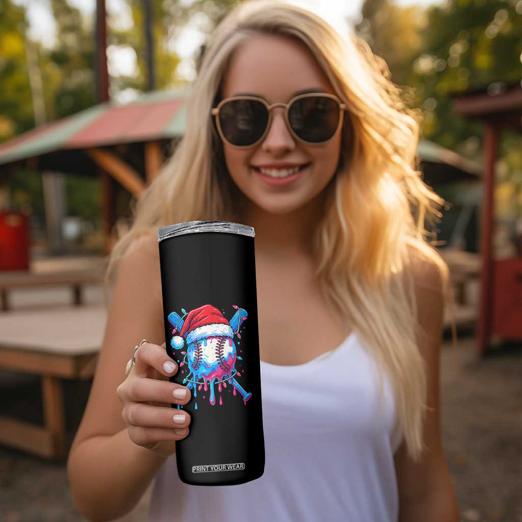 Christmas Baseball Ice Cream Drip Skinny Tumbler Santa Sports Xmas Light Boys Sprinkles Baseball Bat TS10 Print Your Wear
