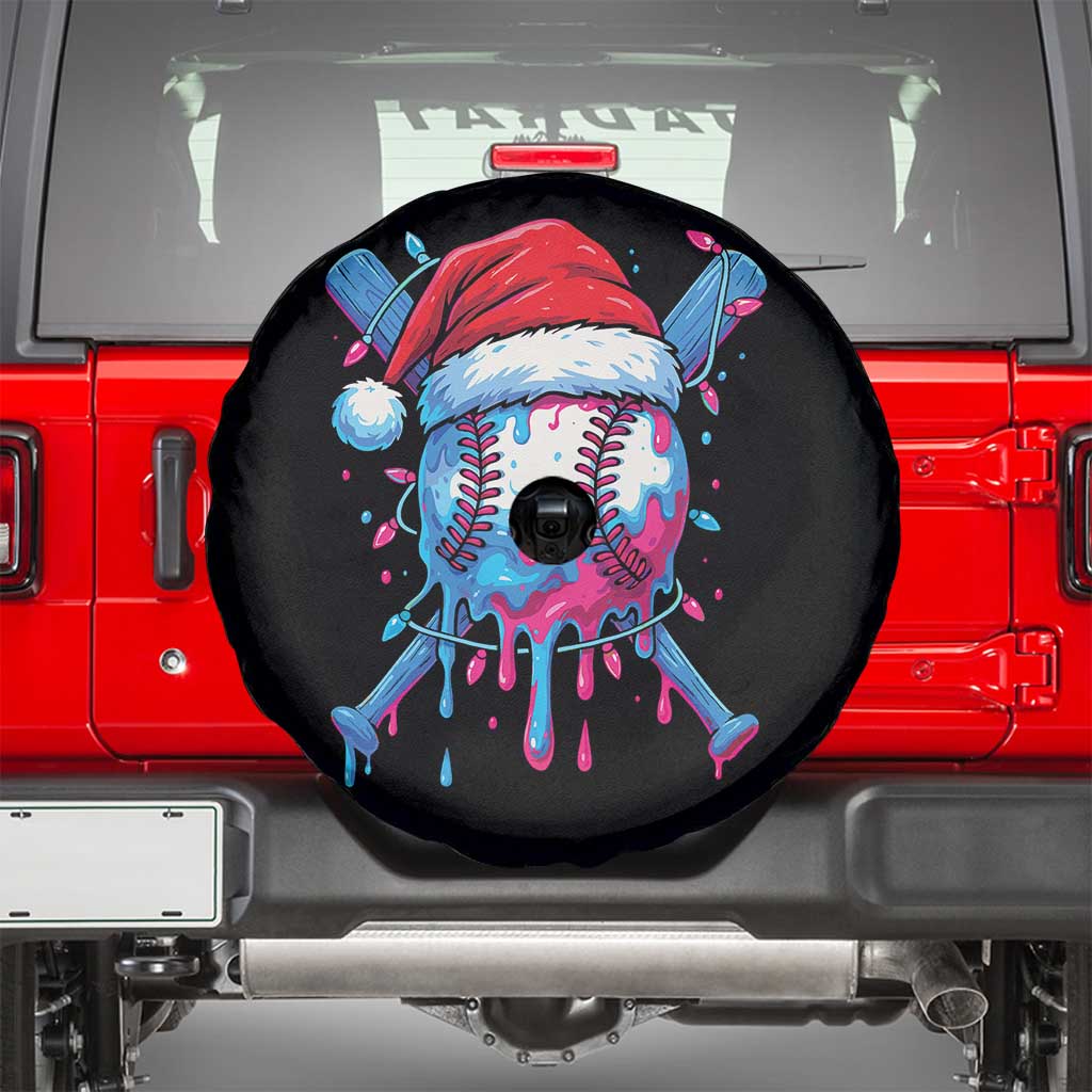Christmas Baseball Ice Cream Drip Spare Tire Cover Santa Sports Xmas Light Boys Sprinkles Baseball Bat TS10 Black Print Your Wear