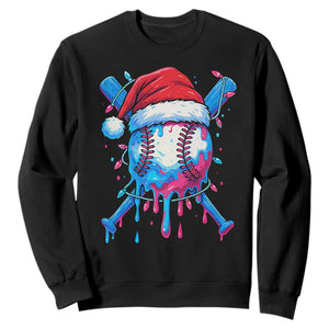 Christmas Baseball Ice Cream Drip Sweatshirt Santa Sports Xmas Light Boys Sprinkles Baseball Bat TS10 Black Print Your Wear