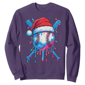 Christmas Baseball Ice Cream Drip Sweatshirt Santa Sports Xmas Light Boys Sprinkles Baseball Bat TS10 Purple Print Your Wear