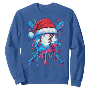 Christmas Baseball Ice Cream Drip Sweatshirt Santa Sports Xmas Light Boys Sprinkles Baseball Bat TS10 Royal Blue Print Your Wear