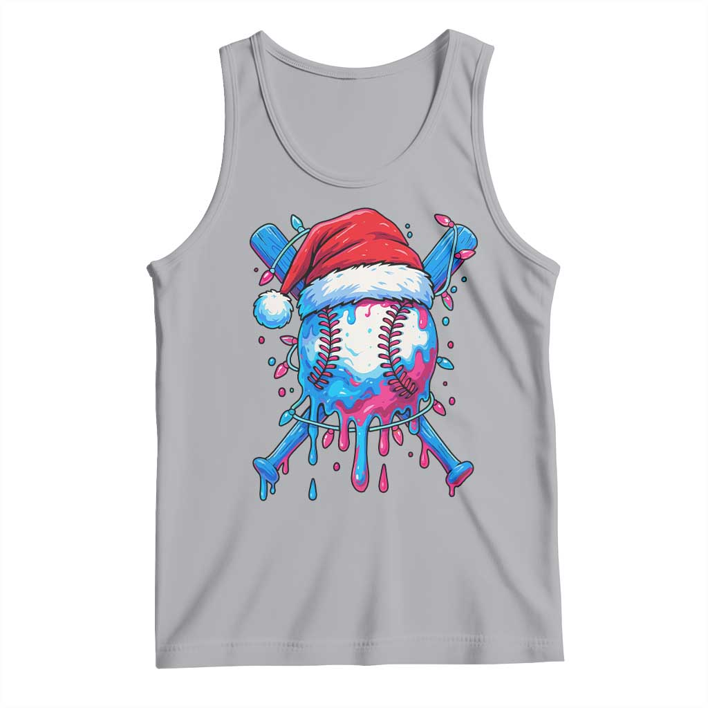 Christmas Baseball Ice Cream Drip Tank Top Santa Sports Xmas Light Boys Sprinkles Baseball Bat TS10 Athletic Heather Print Your Wear