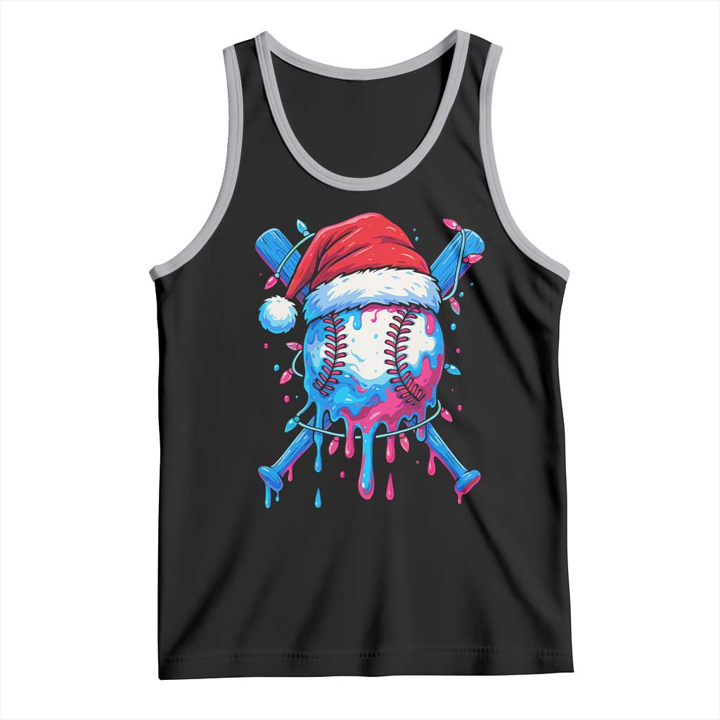 Christmas Baseball Ice Cream Drip Tank Top Santa Sports Xmas Light Boys Sprinkles Baseball Bat TS10 Black Athletic Heather Print Your Wear