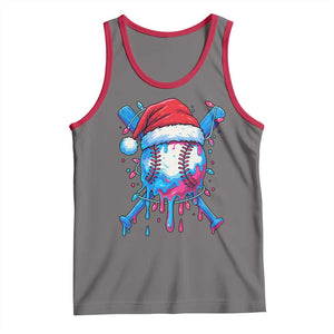 Christmas Baseball Ice Cream Drip Tank Top Santa Sports Xmas Light Boys Sprinkles Baseball Bat TS10 Deep Heather Red Print Your Wear