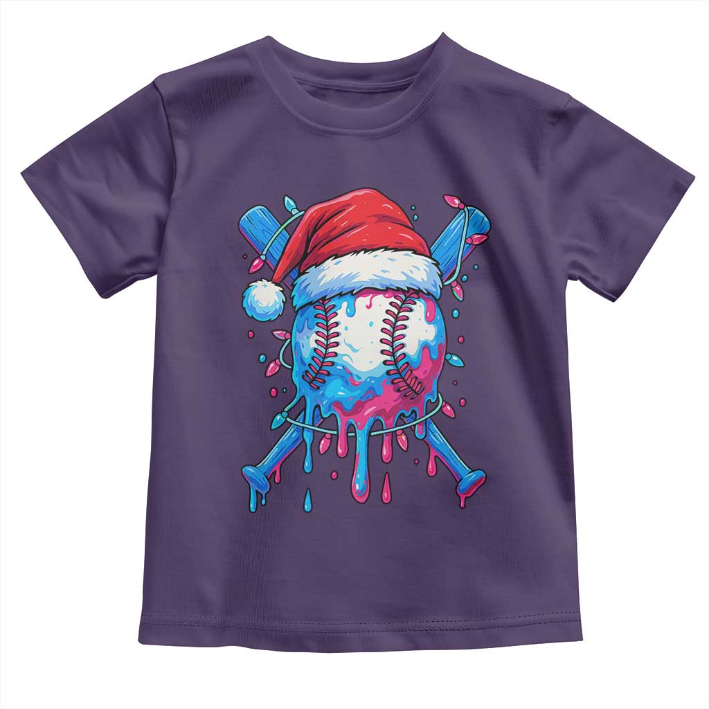 Christmas Baseball Ice Cream Drip Toddler T Shirt Santa Sports Xmas Light Boys Sprinkles Baseball Bat TS10 Purple Print Your Wear