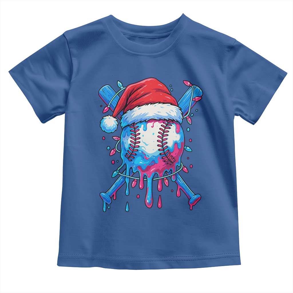 Christmas Baseball Ice Cream Drip Toddler T Shirt Santa Sports Xmas Light Boys Sprinkles Baseball Bat TS10 Royal Blue Print Your Wear