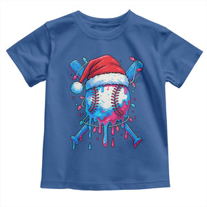Christmas Baseball Ice Cream Drip Toddler T Shirt Santa Sports Xmas Light Boys Sprinkles Baseball Bat TS10 Royal Blue Print Your Wear