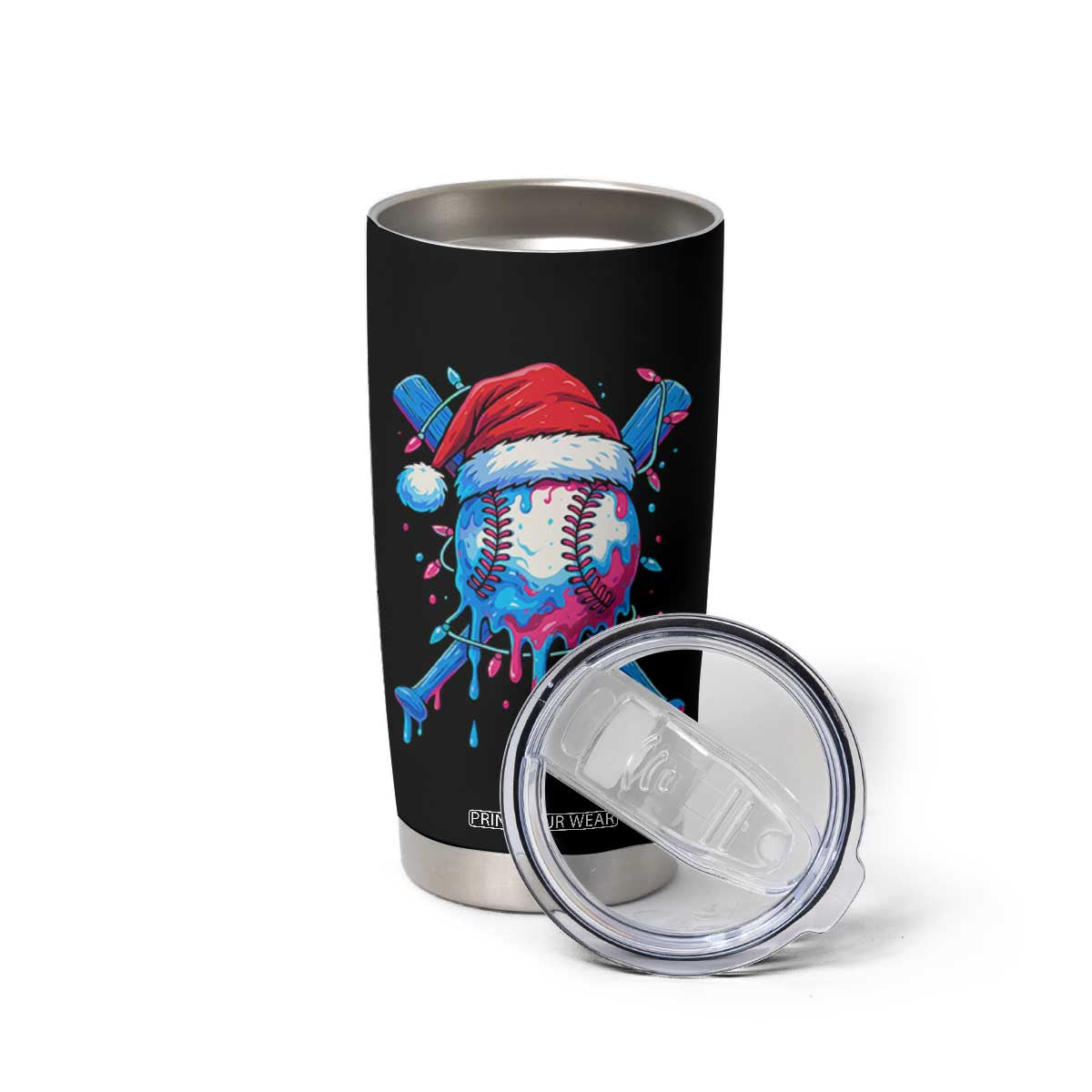 Christmas Baseball Ice Cream Drip Tumbler Cup Santa Sports Xmas Light Boys Sprinkles Baseball Bat TS10 Print Your Wear