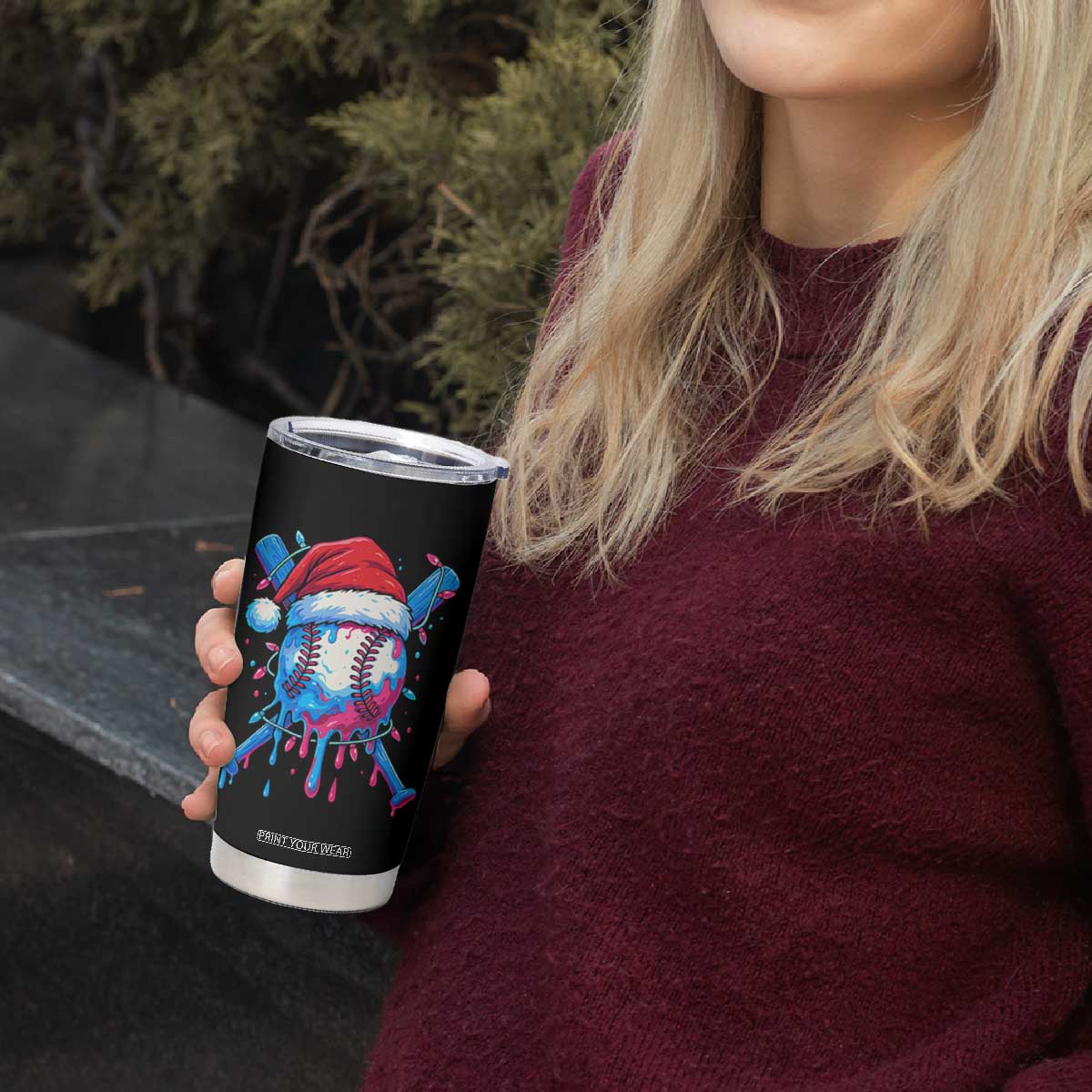 Christmas Baseball Ice Cream Drip Tumbler Cup Santa Sports Xmas Light Boys Sprinkles Baseball Bat TS10 Print Your Wear