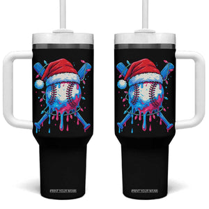 Christmas Baseball Ice Cream Drip Tumbler With Handle Santa Sports Xmas Light Boys Sprinkles Baseball Bat TS10 One Size: 40 oz Black Print Your Wear