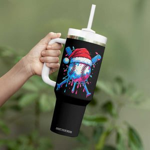 Christmas Baseball Ice Cream Drip Tumbler With Handle Santa Sports Xmas Light Boys Sprinkles Baseball Bat TS10 Print Your Wear