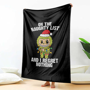 Funny Christmas Throw Blanket On the Naughty List I Regret Nothing Kawaii Bubu TS10 Print Your Wear
