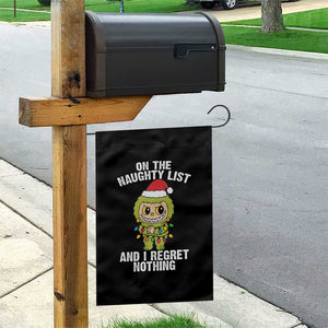 Funny Christmas Garden Flag On the Naughty List I Regret Nothing Kawaii Bubu TS10 Print Your Wear