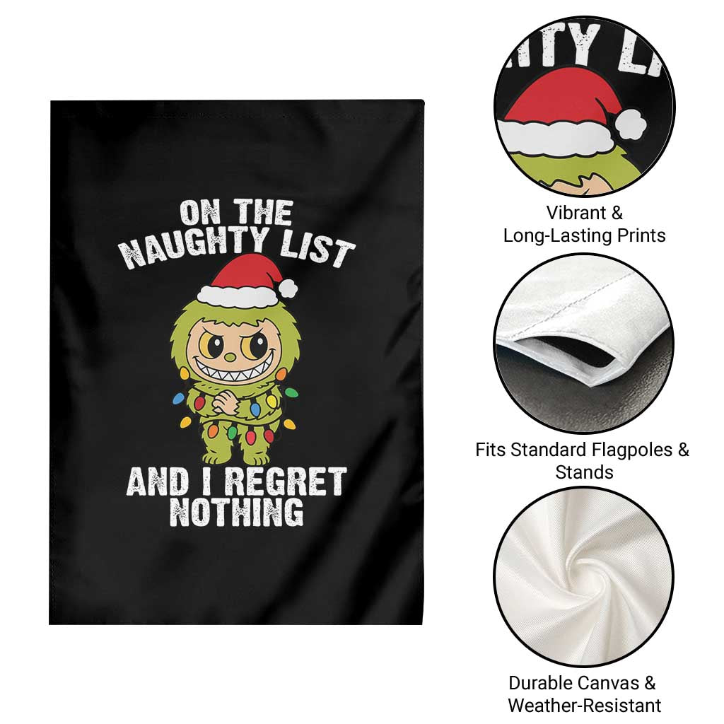Funny Christmas Garden Flag On the Naughty List I Regret Nothing Kawaii Bubu TS10 Print Your Wear