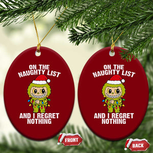 Funny Xmas Ceramic Ornament On the Naughty List I Regret Nothing Kawaii Bubu TS10 Print Your Wear