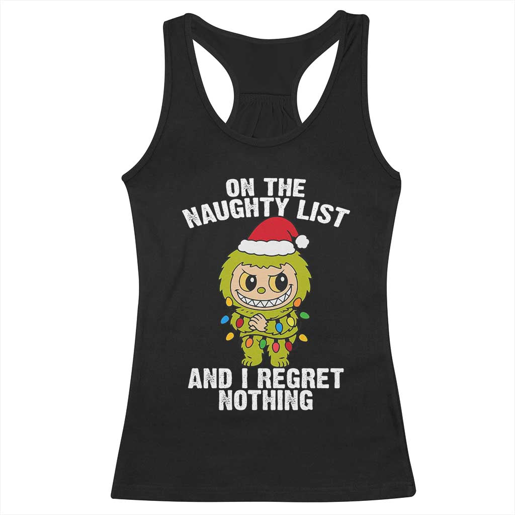 Funny Christmas Racerback Tank Top On the Naughty List I Regret Nothing Kawaii Bubu - Print Your Wear