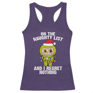 Funny Christmas Racerback Tank Top On the Naughty List I Regret Nothing Kawaii Bubu TS10 Purple Print Your Wear